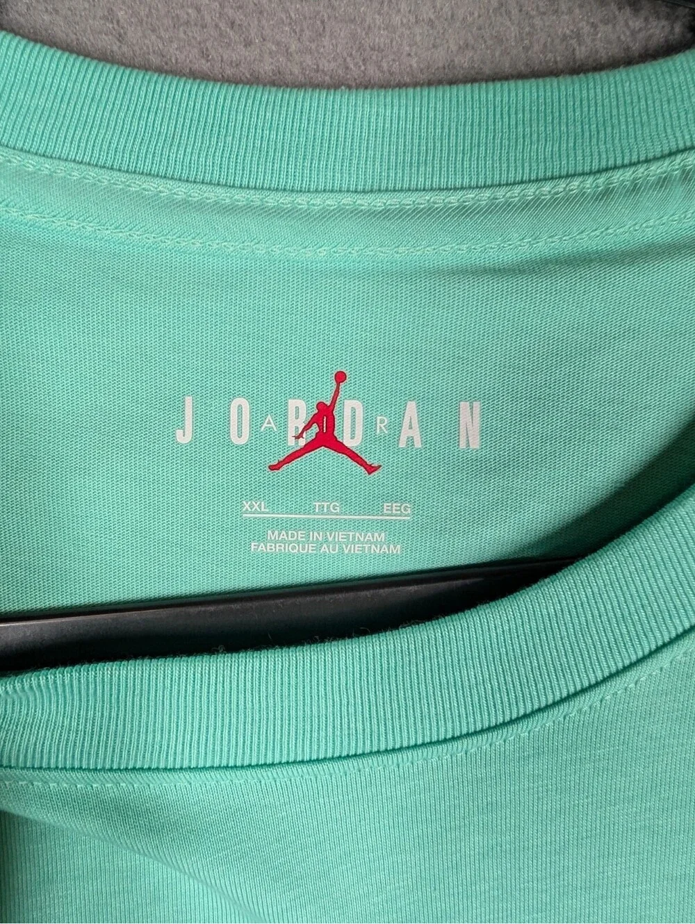 Jordan Mens XXL Aqua White Script Logo Graphic T Shirt Athletic Streetwear